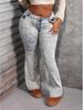 High-Waisted Flare Jeans - Washed Denim Streetwear in Plus Sizes