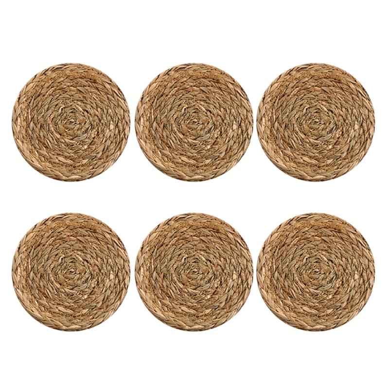 

Set of 6 Decorative Placemats Handwoven Place Mats Washable Elegant Wedding Table Mats Decorations for Indoor Use Diameter 11cm A