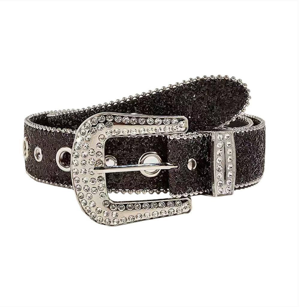 European and American Beautiful Women Belt Women Fashion Trendy Eye Shiny Style Western Rhinestone Buckle Wide Belt Waist Chain