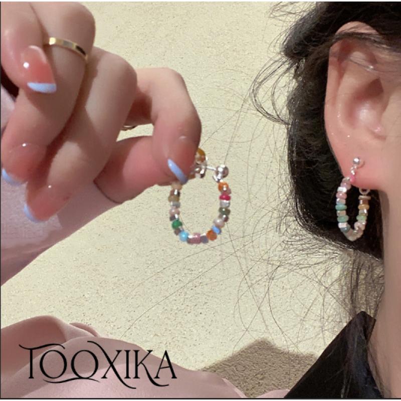 

Серьги Tooxika из рисовых бусин, модный дизайн, универсальные серьги, сладкий темперамент, литературный стиль