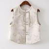 2025 Solid Color Retro Antique Embroidered Jacquard Vest Women's New Chic Buckle Top