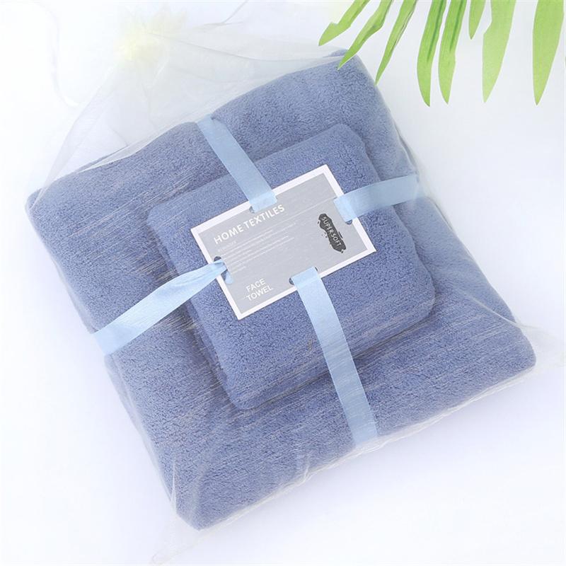 Thickened Coral Velvet Facial Towel +bath Towel Set Soft Absorbent Comfortable Gift Household Textiles Bathroom Supplies