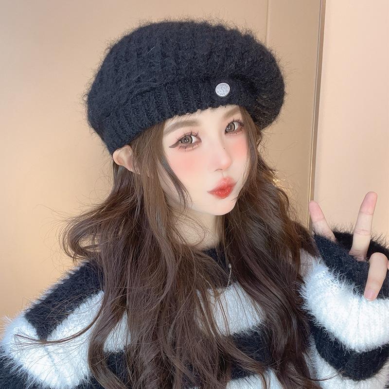 Beret autumn and winter face little girl painter hat versatile classic British retro newsboy hat