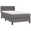VidaXL Lit à sommier tapissier avec matelas Gris 90x200 cm Similicuir - Modèle 3130761