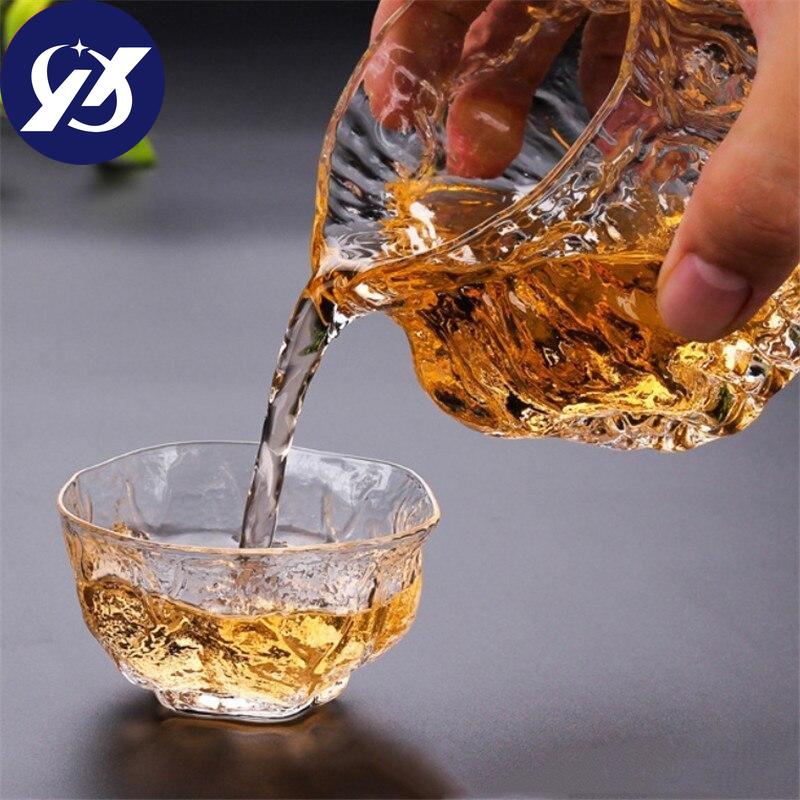 Japanese Glass Tea Infusers Pitcher Heat Resistant Hammered Kung Fu Chahai Transparent Teacup Office Teaware