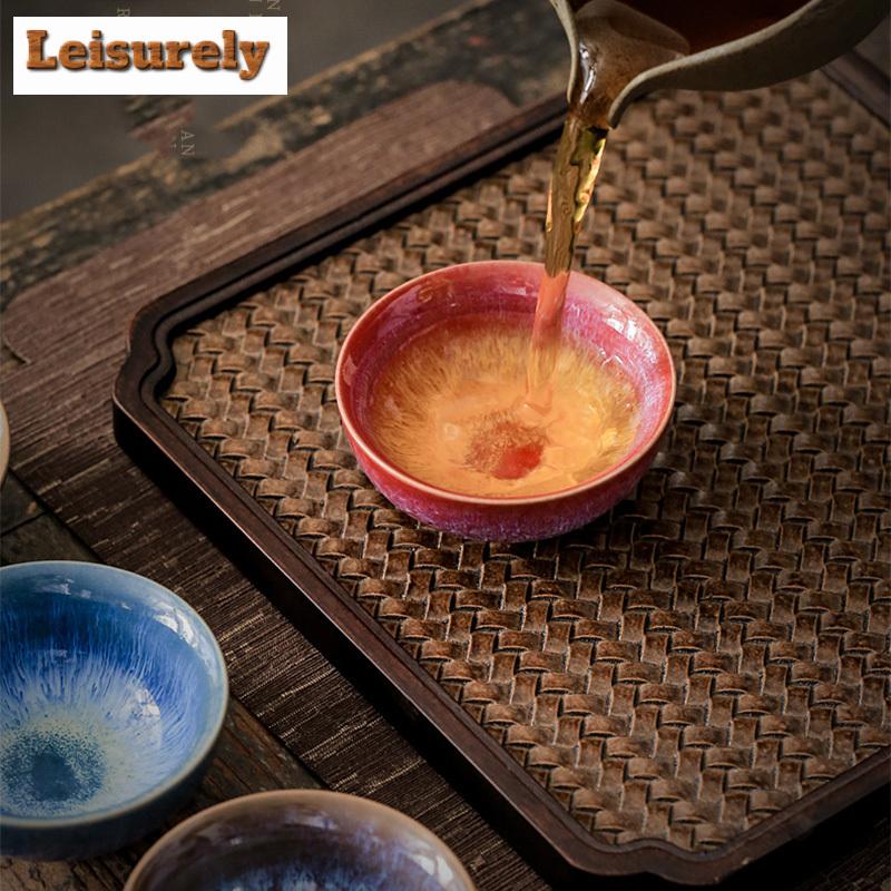 1pcs 45ml Ceramic Tea Bowl China Kiln Change Porcelain Meditation Cup Kung Fu Tea Cups Pottery Mugs Jianzhan Drinkware Wholesale