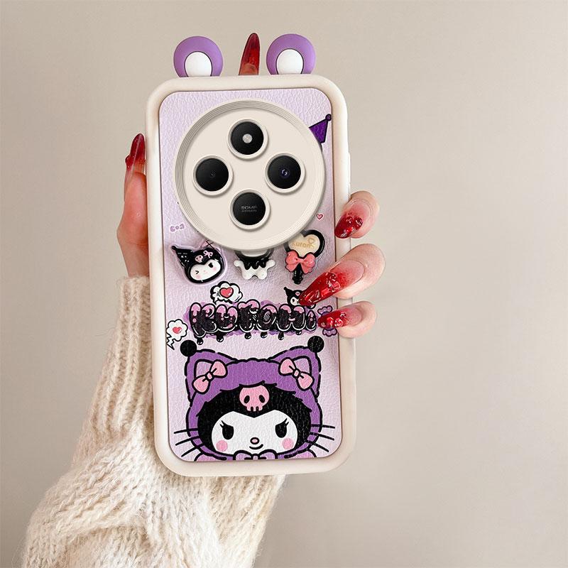 KEYSION Husă cu desene animate 3D cu ureche drăguță pentru Redmi 14C cu brățară Husă din spate a telefonului, rezistentă la șocuri, din silicon moale pentru Xiaomi POCO C75