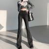 Women's High Waist Frayed Micro Flare Jeans - Retro Slim Fit Petite Pants