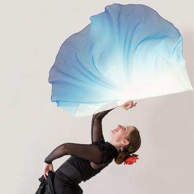 2 Set 55" Drapeaux de Louange pour la Danse, avec Tiges Extensibles Drapeau de Louange en Demi-Cercle Aile d'Ange, pour Drapeaux de Spectacles de Danse d'Église