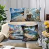 Coastal Landscape Pillowcase: Serene Beach & Seaside Scene Cushion Cover For Relaxing Nautical Home Sofa Decor