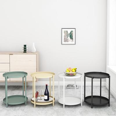 Nordic Round Coffee Table: Modern, Compact Side Table for Living Room or Bedroom.