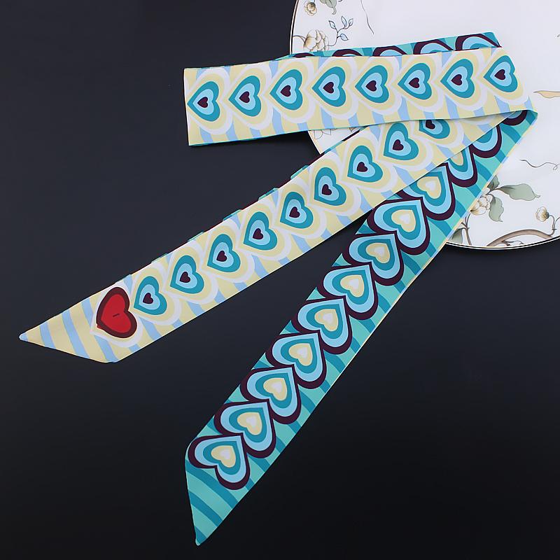 120cm Striped Love Double-layer Simulation Silk Scarf Twill Scarf Small Neck Scarf Tied Hand Small Ribbon Tied Bag Silk scarf