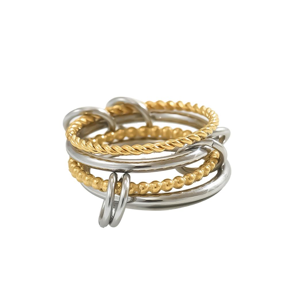 Popular Women's Stacked Ring Set, Geometric 18k Plating Design Cross Ring Jewelry