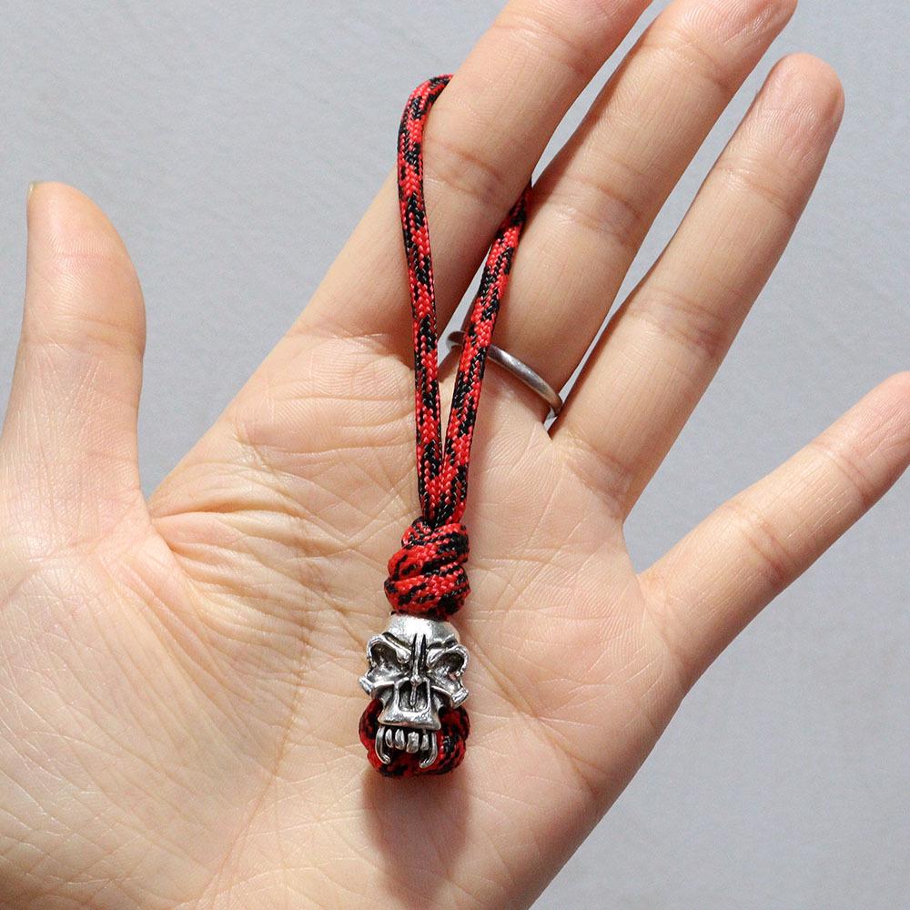 Spartan Pirate Red Camouflage Paracord Keychain Pendant in Viking Style