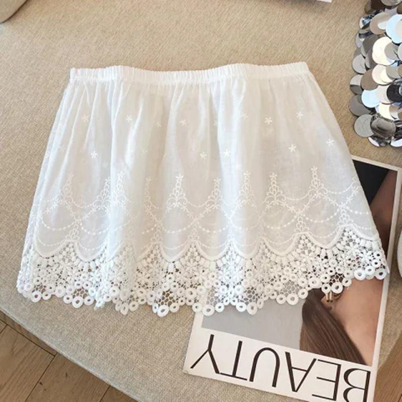 

2025 Women s White Lace-Trimmed Layered Short Skirt with Curtain Hem Large size, 135-160 jin