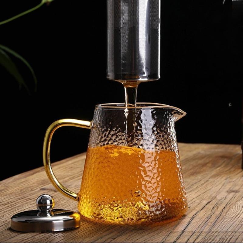 Thick glass teapot transparent large tea pot  tea maker stainless steel filter heat-resistant boiling and tea set Office TeaPot