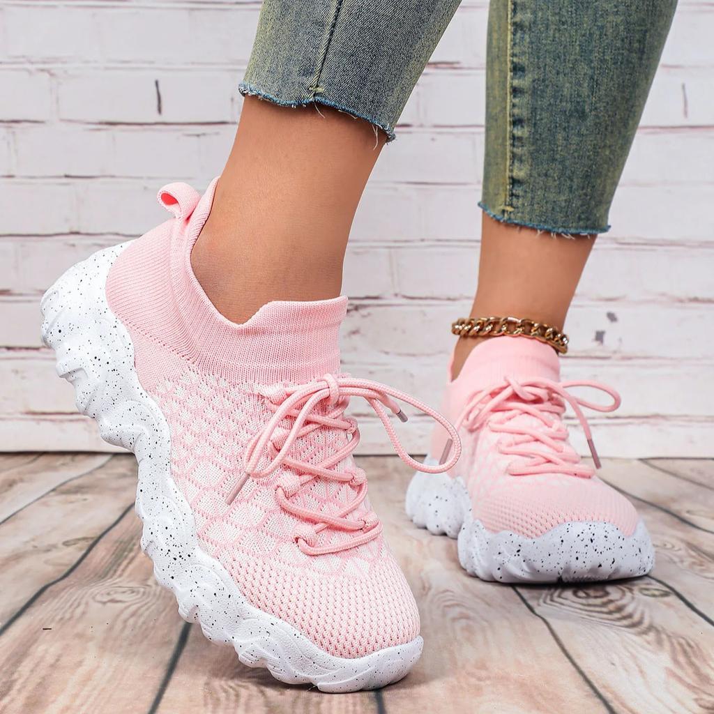Lightweight Socks Shoes Women Men Breathable Knitted Casual Sneakers Slip-on Soft Sole Platform Footwear for Running Gym Fitness