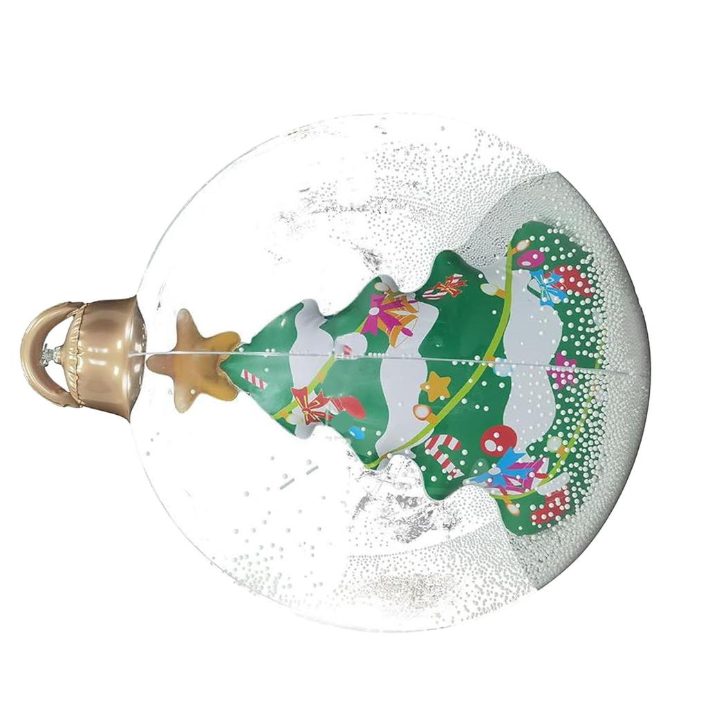 23.6in Inflatable Christmas Balls with LED Giant Light Up Decorated Ball PVC Foldable Clear Remote