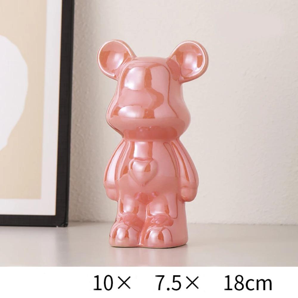 Ceramic Cartoon Teddy Bear Figurine Love Bear Ornament Living Room Small Piggy Bank Wine Cabinet Desktop Home Decoration