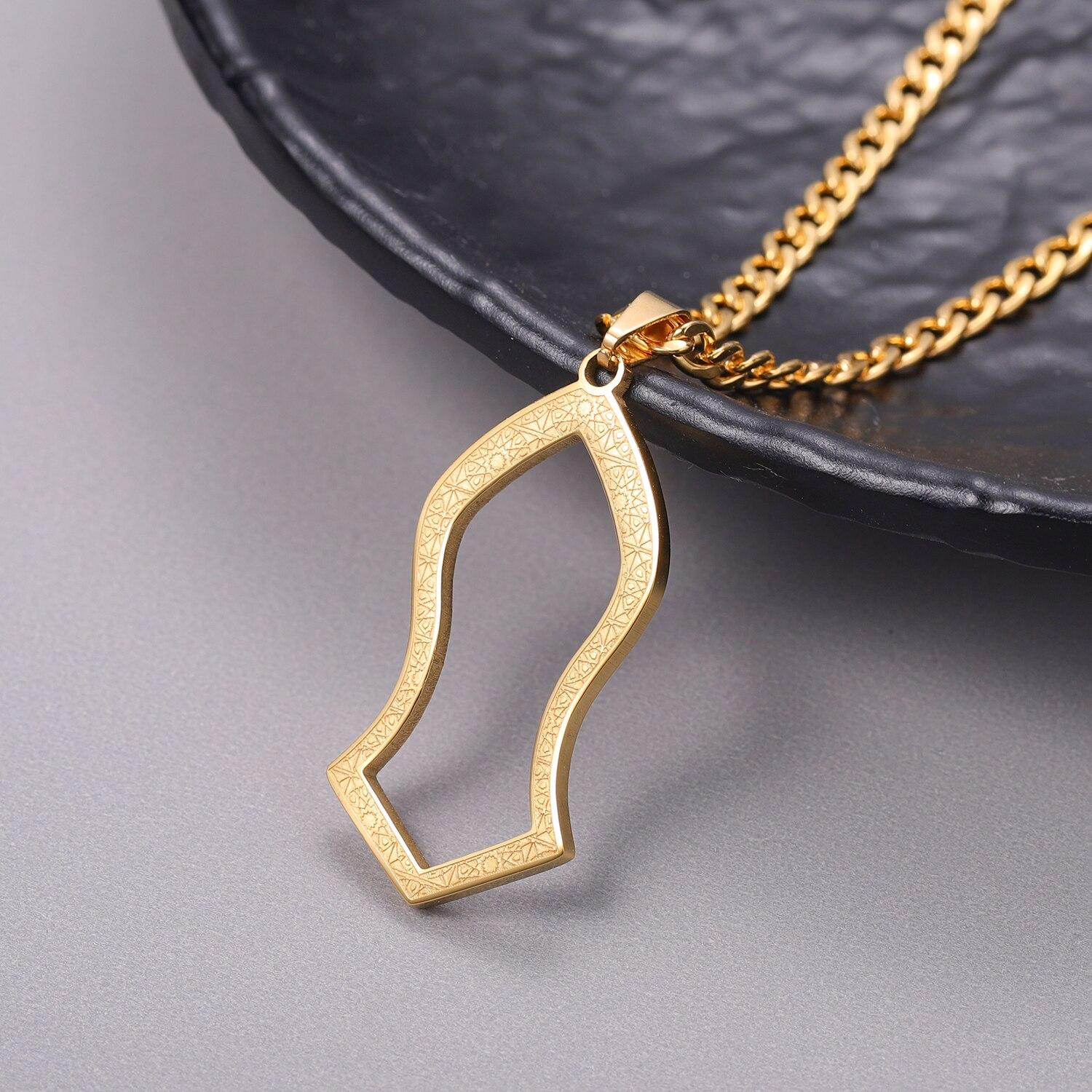 

Подвеска из нержавеющей стали, ювелирные изделия, арабский мессенджер, подарок для мужчин, аятул курс, мусульманская подвеска-туфелька Аллаха 50cm