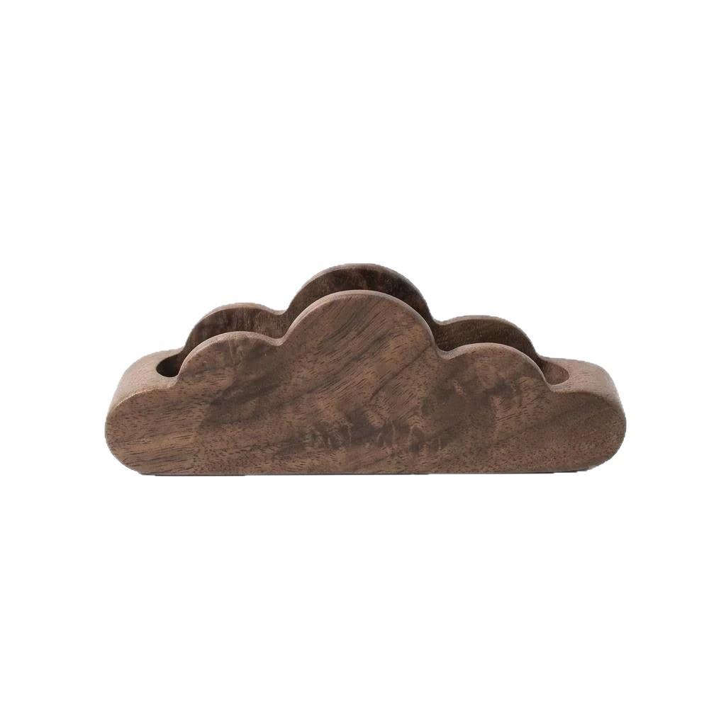 Solid Black Walnut Business Card Holder - Men's Desk Stand & Wooden Gift Box Storage