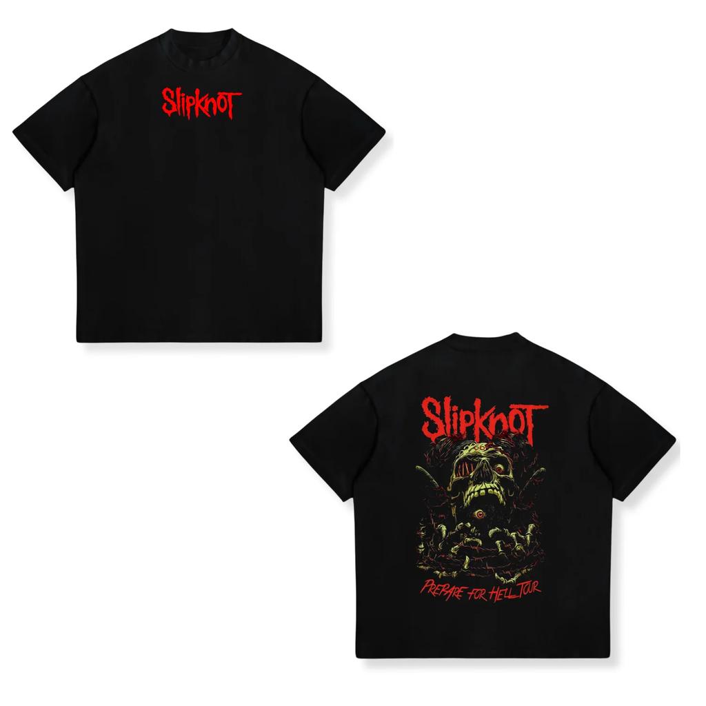Slipknot Prepare for Hell Album Poster Graphic Print Tshirt Unisex Women Loose Casual Oversized Short Sleeved Street Hip Hop Tees