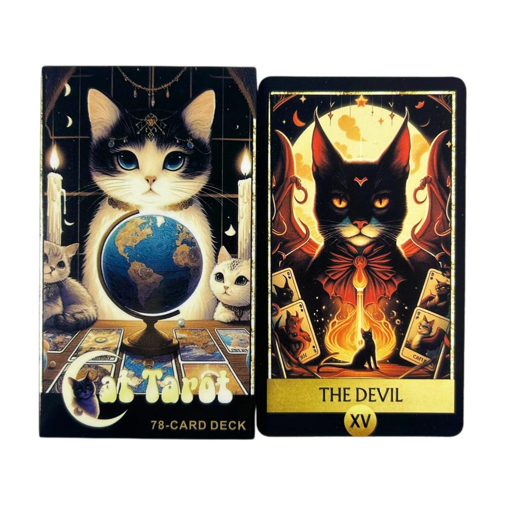 Cat Tarot Cards A 78 Deck English Version Board Games Cards Selfcare for Tarot Readings Easy Deck Fortune Telling Playing Cards