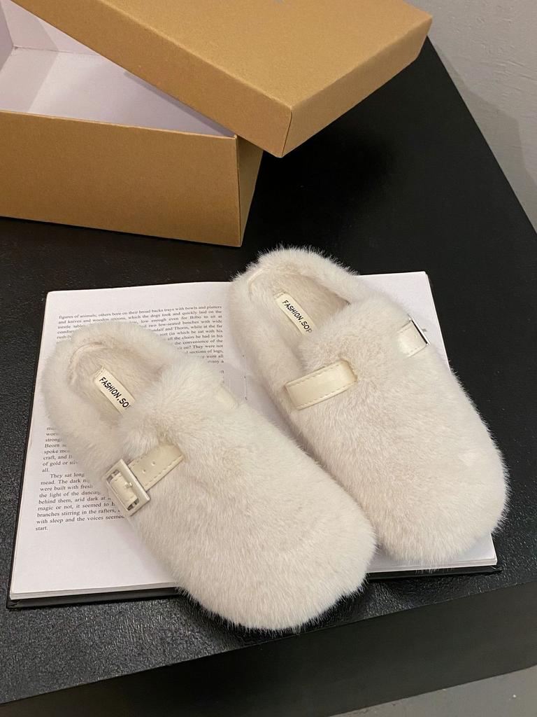 Mao Mao Slippers Women's Outer Wear 2025 New Autumn and Winter One Pedal Fashion Go Out Bag Head Half Drag Cotton Drag Mao Mao Shoes