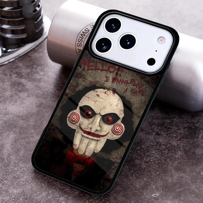 Saw Jigsaw Puppet Phone Case For iPhone 17,16e,15,14,13,12,11,Mini,Pro,MAX soft Silicone Cover