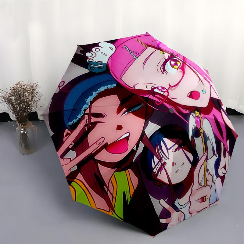 1pc Outdoor Umbrella with Anime Characters - Automatic Opening/Closing Umbrella with Portable Tri-Fold Design, 8-Rib Iron Frame, Perfect Gift for