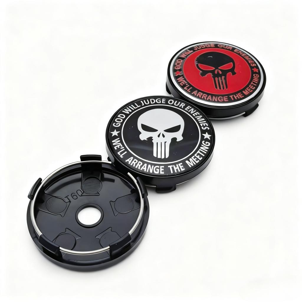 4pcs/set Skull Logo Emblem Car Wheel Center Caps 60MM 56MM Wheels Hub Cap Skulls Badge Rim Hubcaps Cover Replace Car Accessories