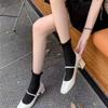 Fashion French Soft Leather Thick Heeled Mary Jane Shoes for Women Spring/autumn Pumps Round Toe One Belt Buckle Shallow Office Shoe