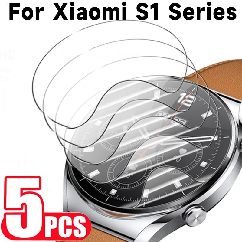 5-1Pcs TPU Hydrogel Films for Xiaomi Watch S1 Soft Anti-scratch HD Screen Protective Films for Mi S1 Pro Active SmartWatch