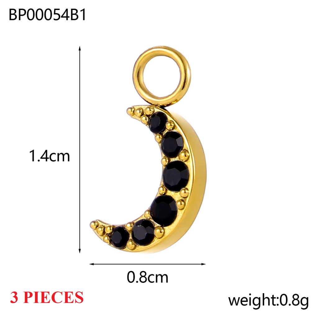 3PCS/LOT CARLIDANA Colorful Enamel Charms Gold Plated Stainless Steel Heart Moon Flower Zircon Pendants DIY Jewelry Making