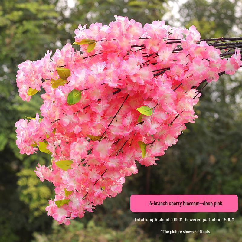 Silk Cherry Blossom Branch Artificial Vine: Floral Decoration for Weddings and Indoor Spaces