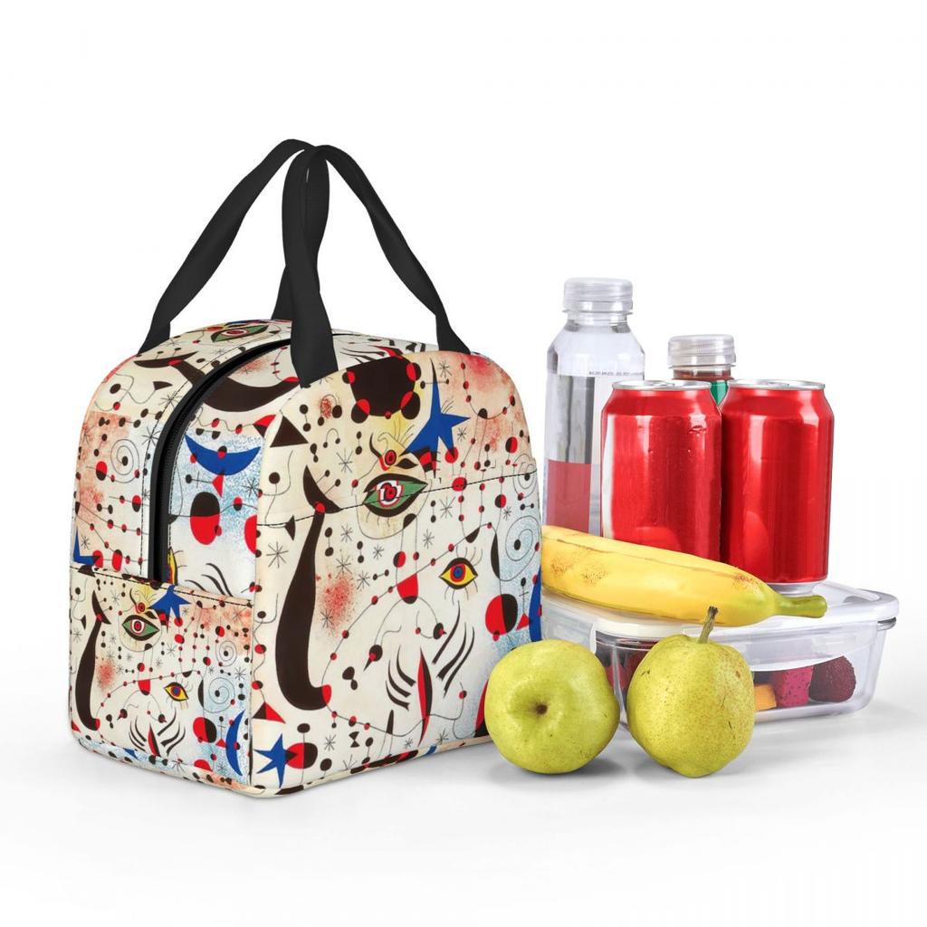 Joan Miro Insulated Lunch Bag for Women Kids Portable Food Boxes Thermal Lunch Box Tote