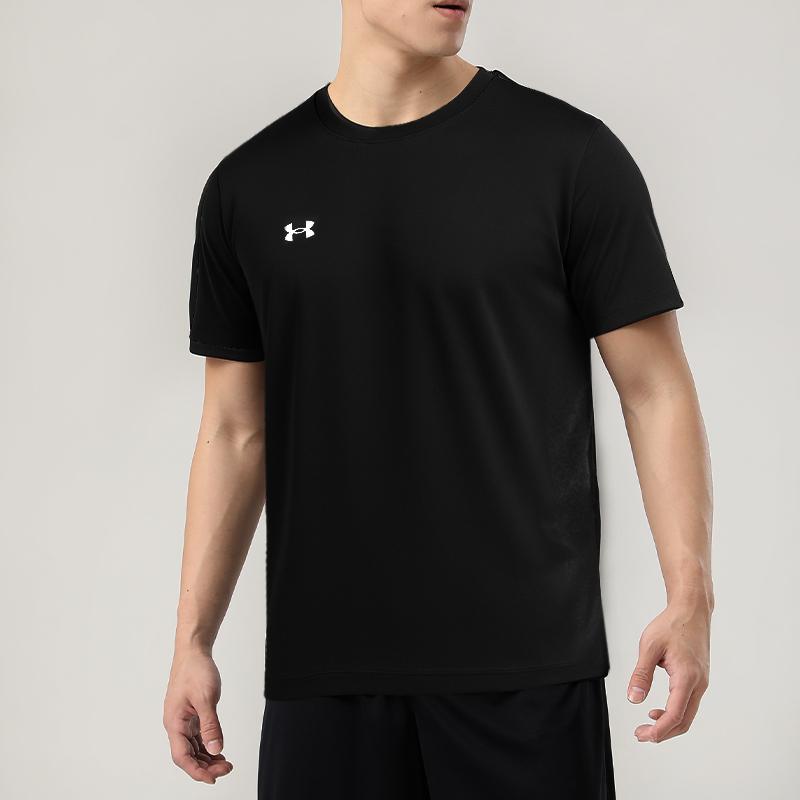 Under Armour Solid Color Simple Casual Loose Fit Round Neck Quick Dry Short Sleeve T-Shirt Unisex Tops Black 25500512-001