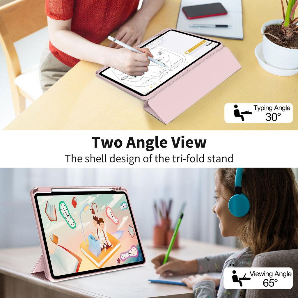 ZOYU for IPad Pro 11 Inch 4/3/2th Generation with Pencil Holder Case,For IPad Air 4/5th Gen 10.9 Mini 6 Trifold Stand Smart Case