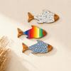 3Pcs/Set Wooden Fish Coastal Wall Art, Rustic Handcrafted Fish Wall Decor, Nautical Fish Wall Sculpture for Living Room, Beach Lake House
