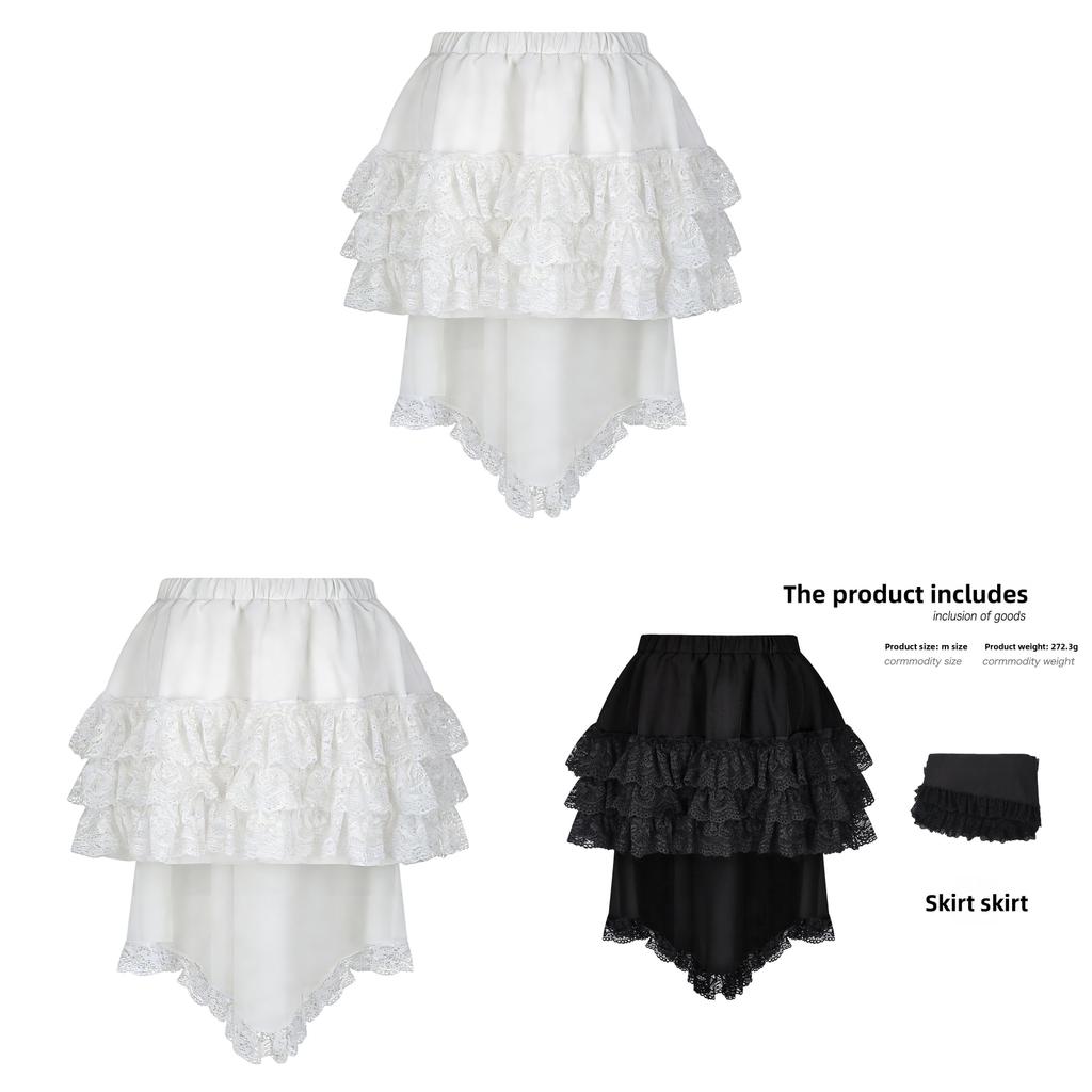 Gothic Punk Skirt With Lace Hem For Alternative Fashion And Daily Wear