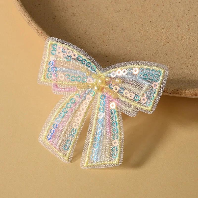 

20pc Sequins With Pearl Mesh Hollow Butterfly Patch DIY Clothing Hair Accessories Embroidered Lace Bow Hat Skirt Decoration