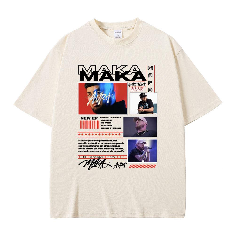 Rapper Maka Aura Tour T Shirts Men Women Hip Hop Vintage Oversized Short Sleeve T-shirts Men's Fashion Casual T-shirt Streetwear