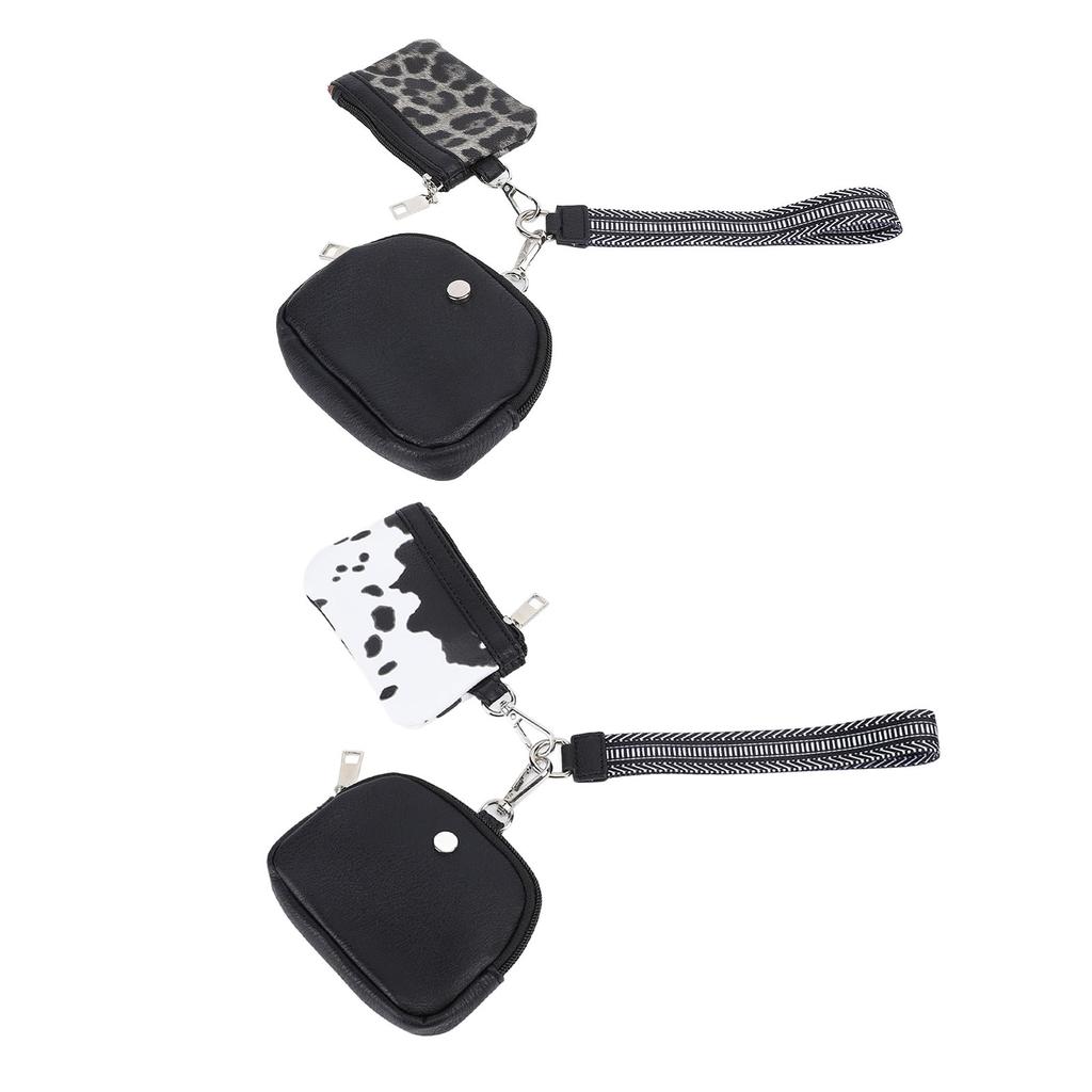 Mini Zip Wristlet Wallet Water Resistant Detachable Fashionable Dual Pouch Coin Purse Keychain for C