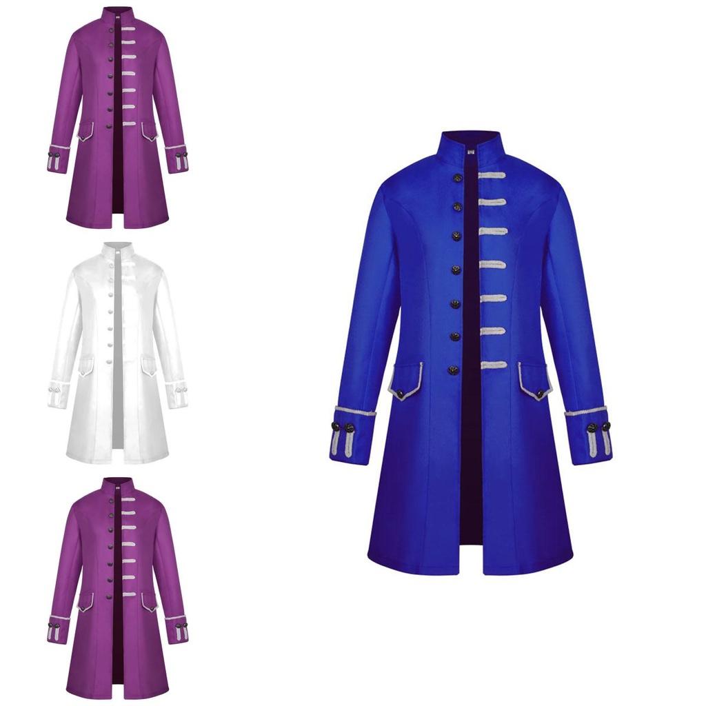 Medieval Men Renaissance Steampunk Jacket Gothic Retro Uniform Coat Windbreaker