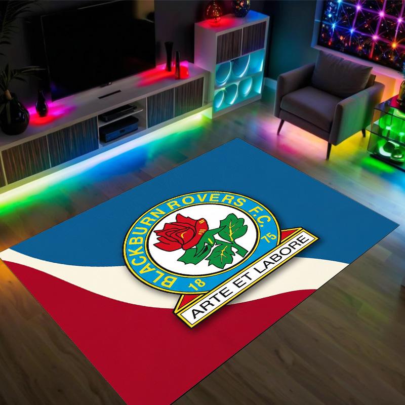 Blackburn Rovers Football Design Crystal Velvet Carpet Cozy Non?Slip Printed Rug For Bedroom Living Room Entrance