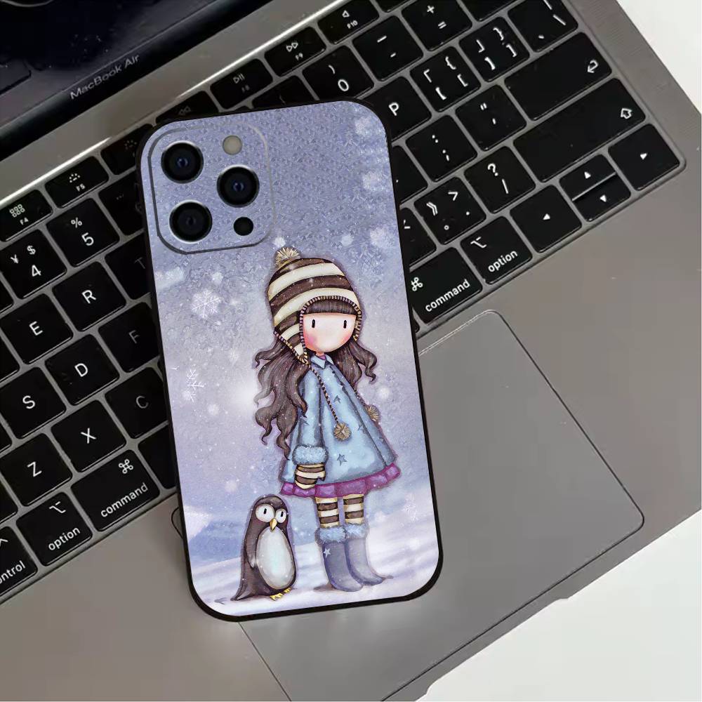 Lovely Santoro G-Gorjuss Series Phone Case For iPhone 17,16,15,14,13,12,11 Plus,Pro Max,XS,Soft Silicone Black Cover