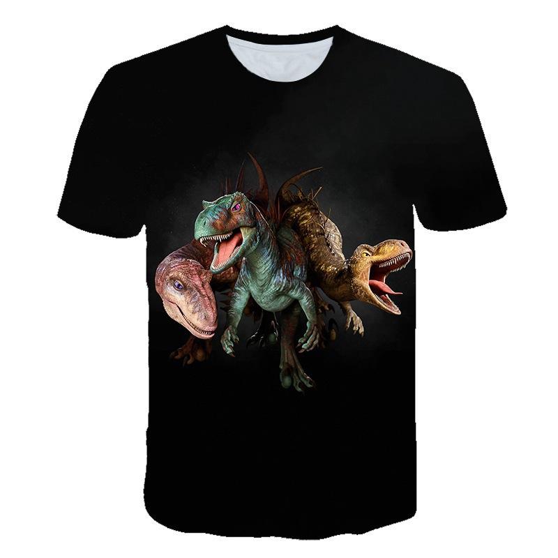 Sommar Rundhals Dinosauriemönster 3D-tryck Topp Trendig Casual Kortärmad Herr T-shirts