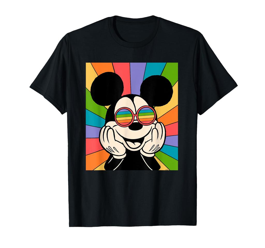 Disney Men's and Boys' Short Sleeve Mickey Mouse Sunburst Retro T-Shirt