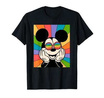 Disney Men's and Boys' Short Sleeve Mickey Mouse Sunburst Retro T-Shirt