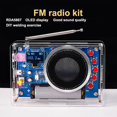 Kit Radio FM DIY Affichage OLED Kit d'Assemblage Radio 87-108Mhz Radio FM Rechargeable Projet Électronique Kit de Soudure